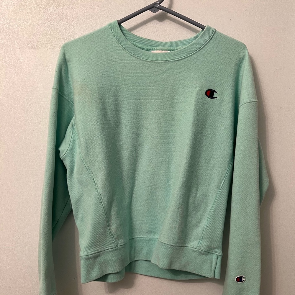 Championship mint green reverse weave crewneck